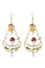 Moon Leaf Mushroom Earrings cottagecoreclothes