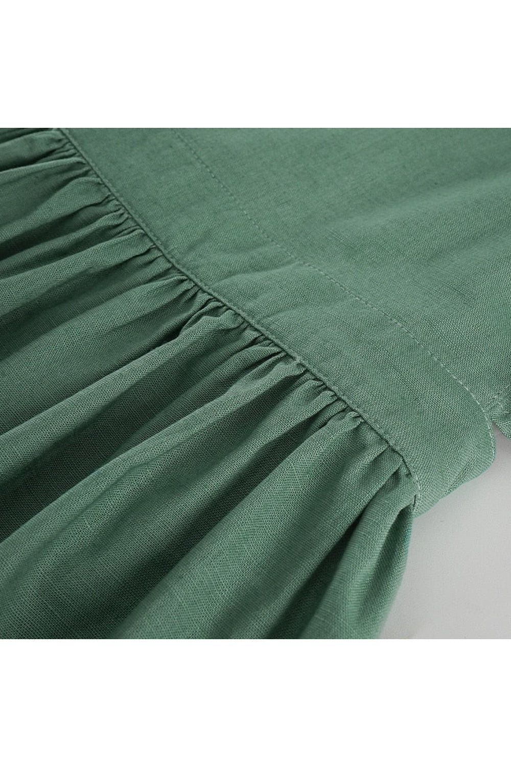 Retro Green Linen Dress cottagecoreclothes