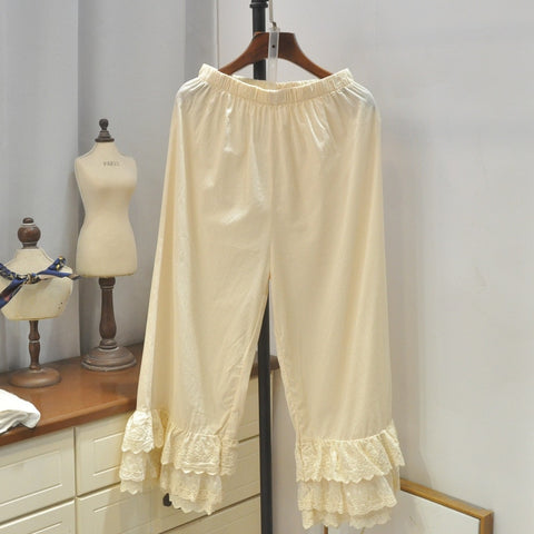Cottagecore Loose Pants with Lace