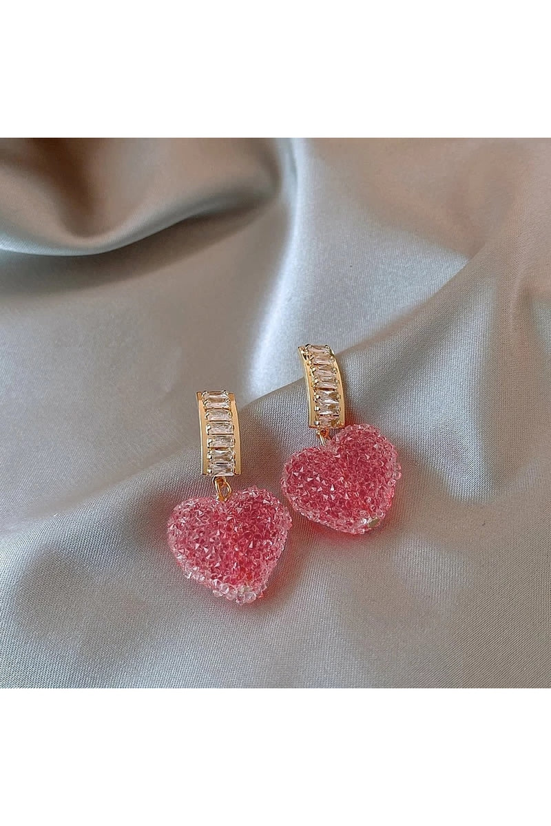 Upcycled LV Heart Shaped Earrings (Hot Pink) – Farmhouse Treasures