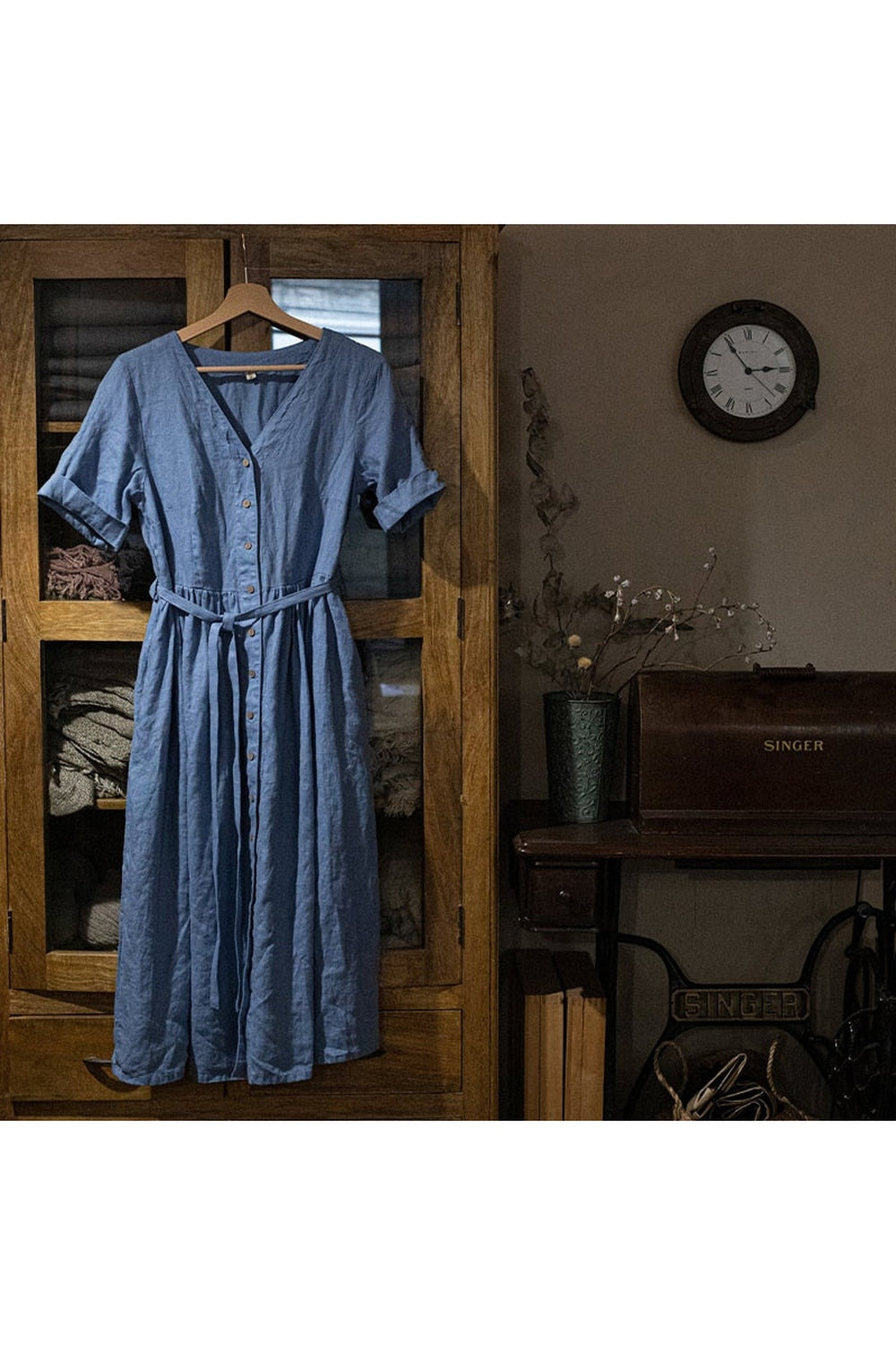 Retro Cotton Linen Dress cottagecoreclothes