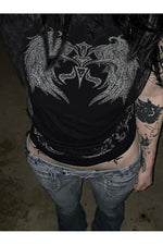 Fairy Grunge Graphic Print Short Sleeve T-shirt cottagecoreclothes