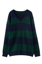 Retro Aesthetic Stripe Loose Fall Sweater cottagecoreclothes