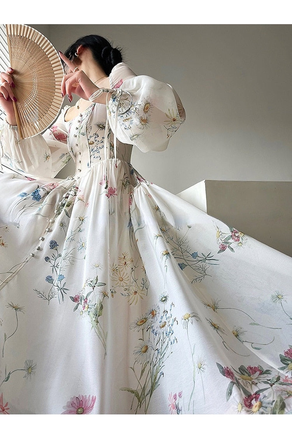 Elegant vintage dress with flowers cottagecoreclothes