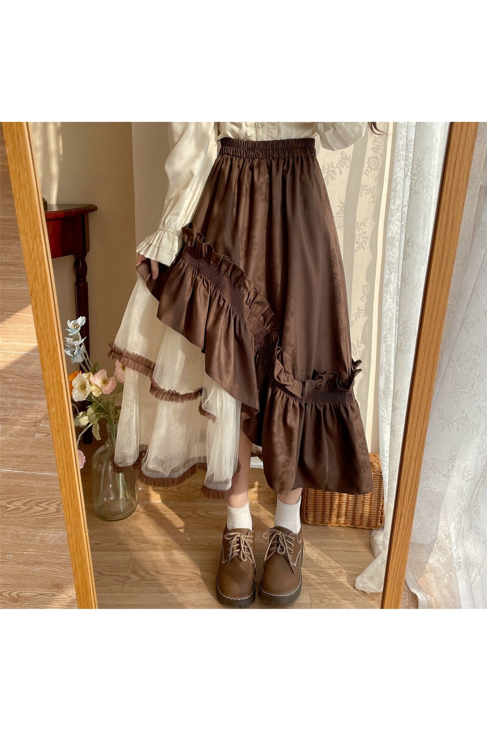 High Waist Mesh Mori Girl Skirt cottagecoreclothes