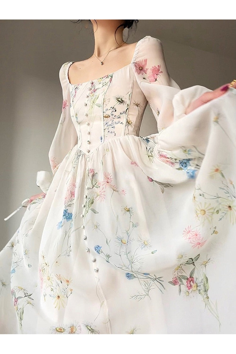 Elegant vintage dress with flowers cottagecoreclothes