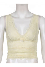 Fairycore V-neck Lace Crop Top cottagecoreclothes