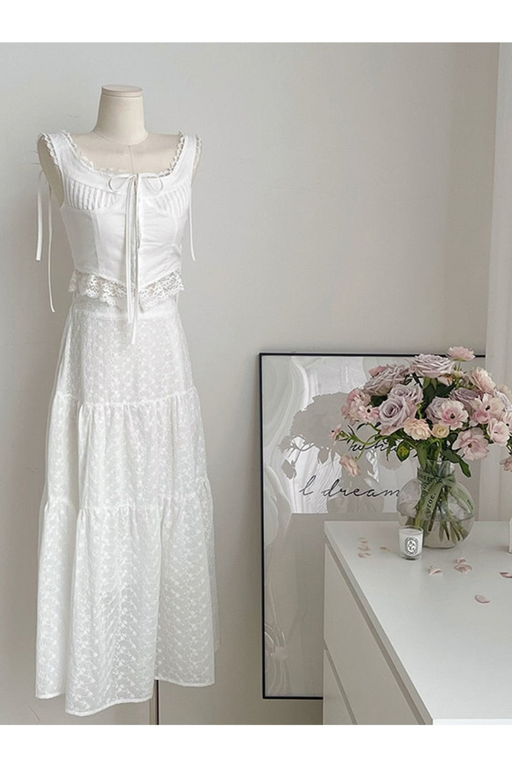 Vintage Lace Patchwork Bow Design Crop Vest cottagecoreclothes