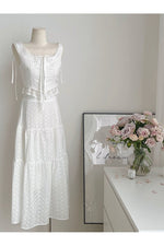 Vintage Lace Patchwork Bow Design Crop Vest cottagecoreclothes