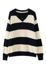 Retro Aesthetic Stripe Loose Fall Sweater cottagecoreclothes