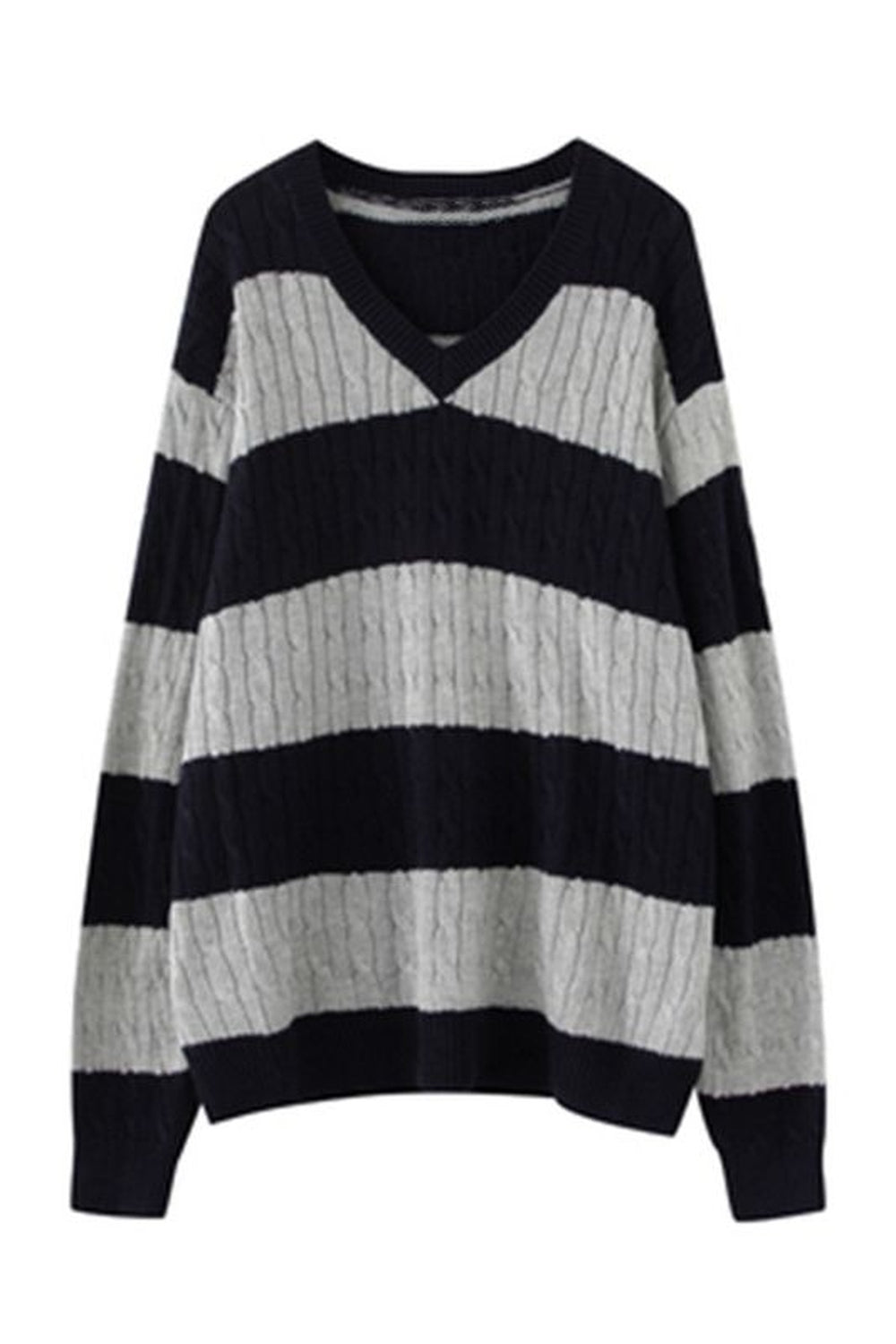 Retro Aesthetic Stripe Loose Fall Sweater cottagecoreclothes