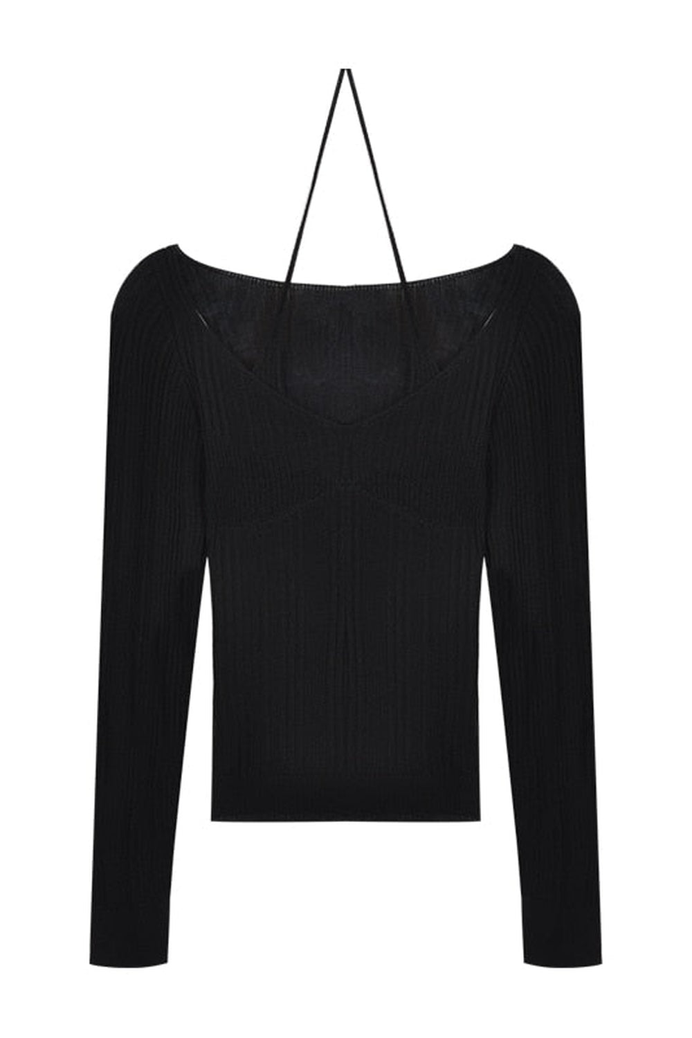 Fake Two-Piece Halter White Fall Sweater cottagecoreclothes