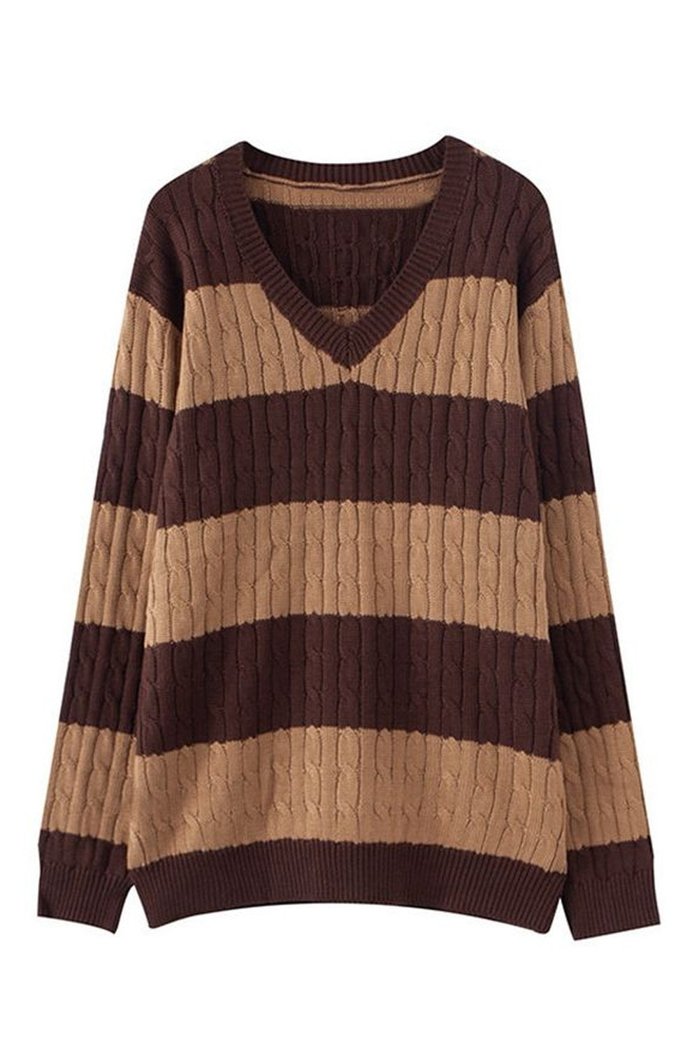 Retro Aesthetic Stripe Loose Fall Sweater cottagecoreclothes