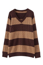 Retro Aesthetic Stripe Loose Fall Sweater cottagecoreclothes