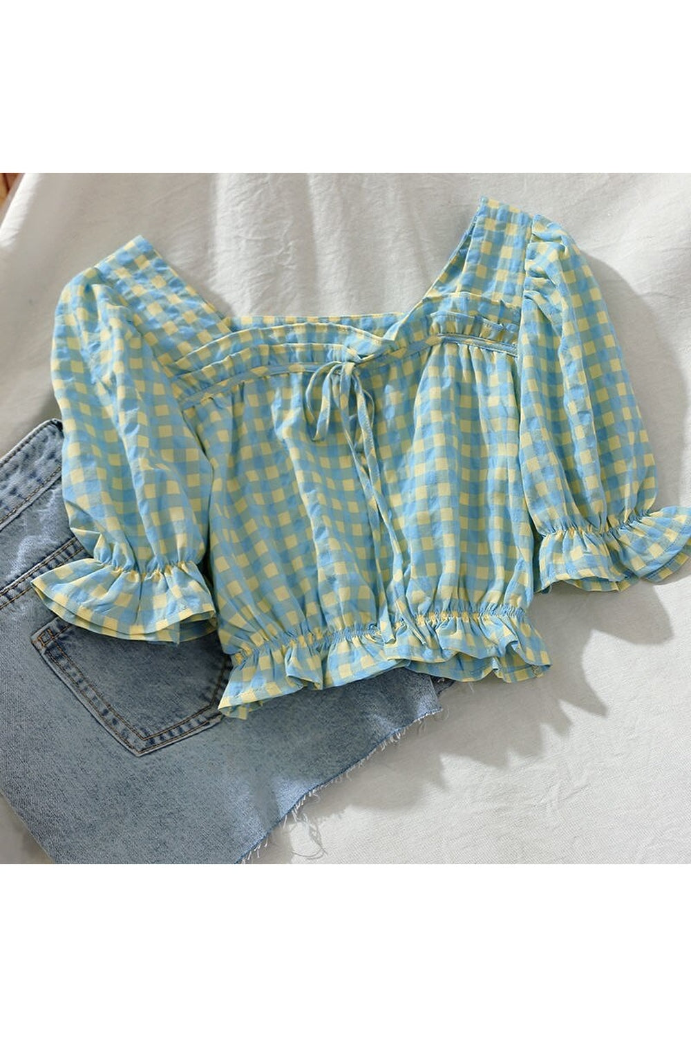 Retro Plaid Crop Top cottagecoreclothes