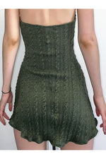 Fairy Grunge Green Folds Mini Dresses cottagecoreclothes