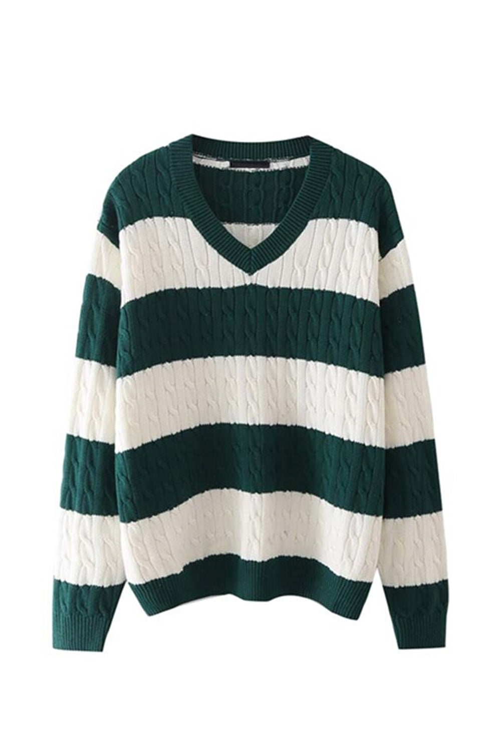 Retro Aesthetic Stripe Loose Fall Sweater cottagecoreclothes