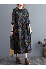 Vintage Cotton Linen Floral Dress cottagecoreclothes