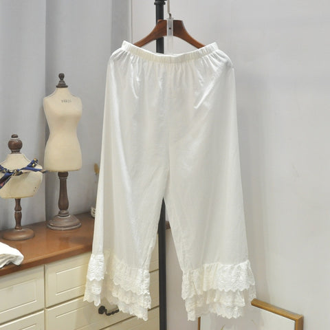 Cottagecore Loose Pants with Lace