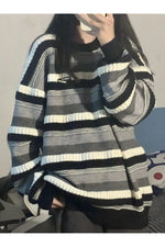 Grunge Striped Fall Sweater cottagecoreclothes