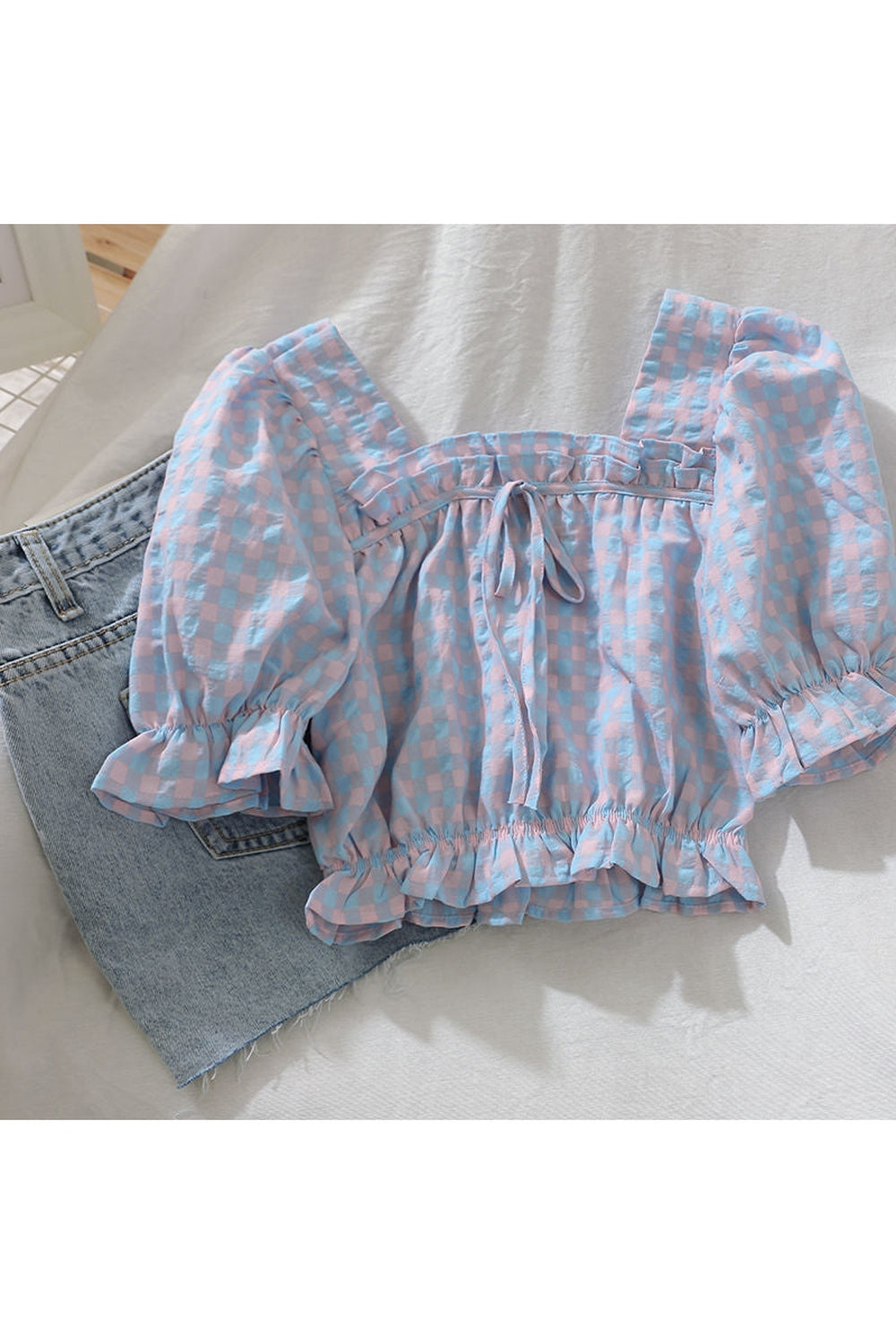 Retro Plaid Crop Top cottagecoreclothes