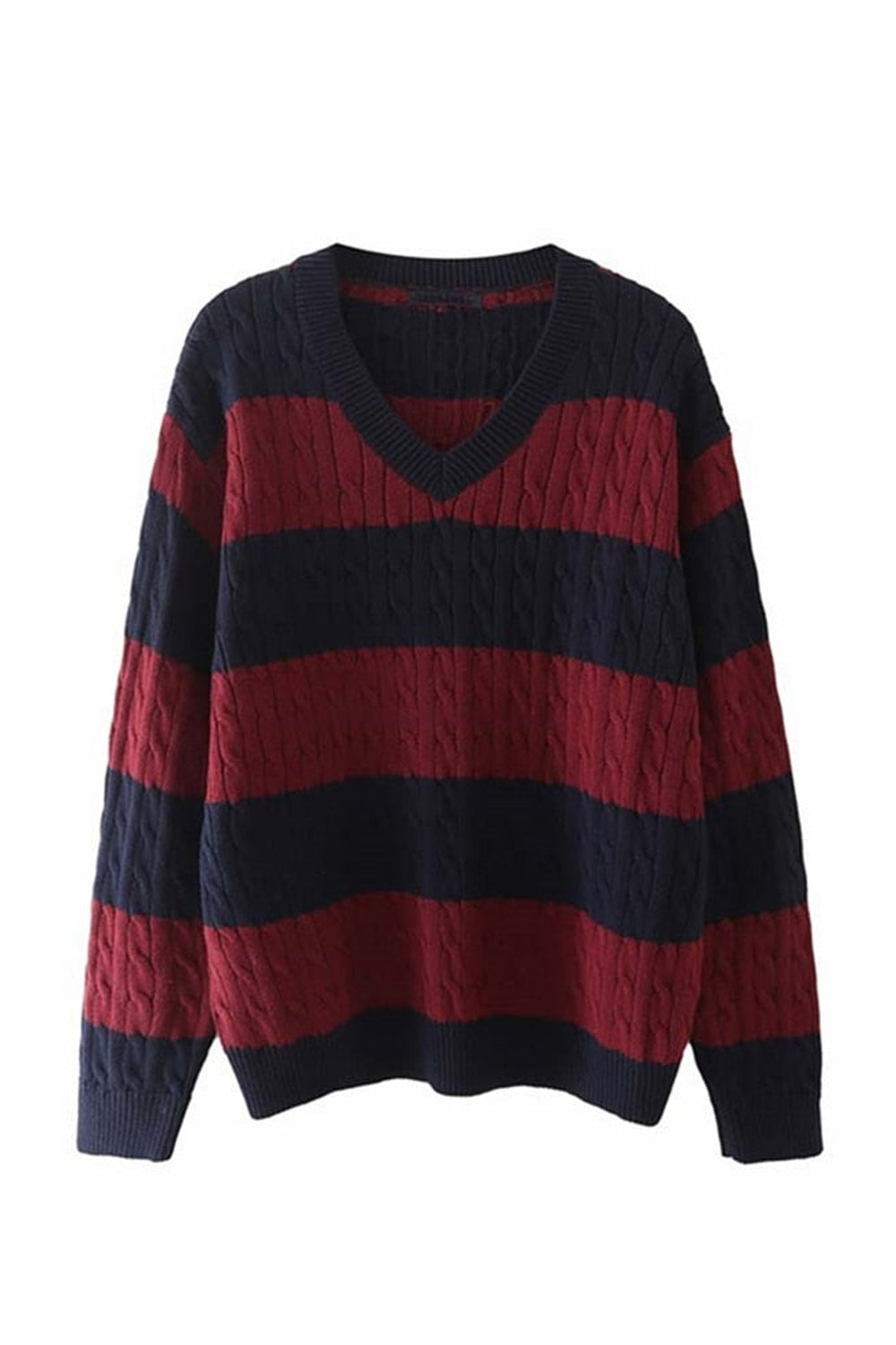 Retro Aesthetic Stripe Loose Fall Sweater cottagecoreclothes
