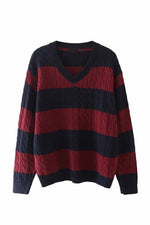Retro Aesthetic Stripe Loose Fall Sweater cottagecoreclothes