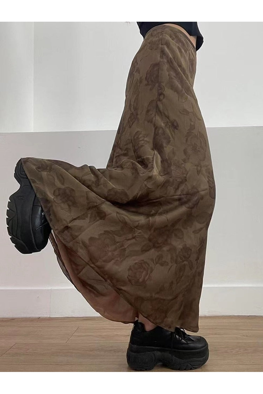 Fairycore Grunge Floral Print Maxi Skirts cottagecoreclothes