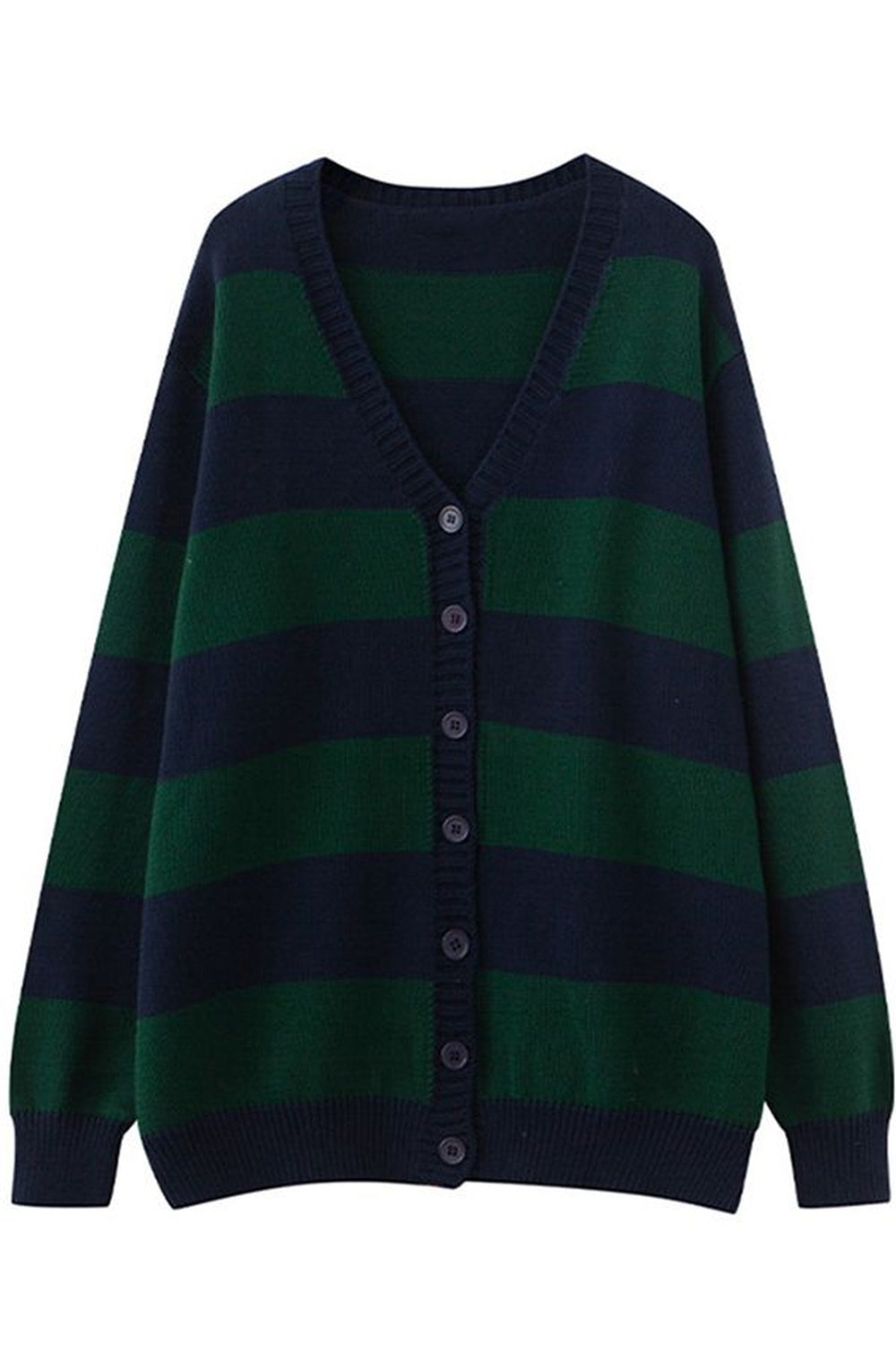 Goblincore V Neck Stripe Knitted Fall Cardigan cottagecoreclothes