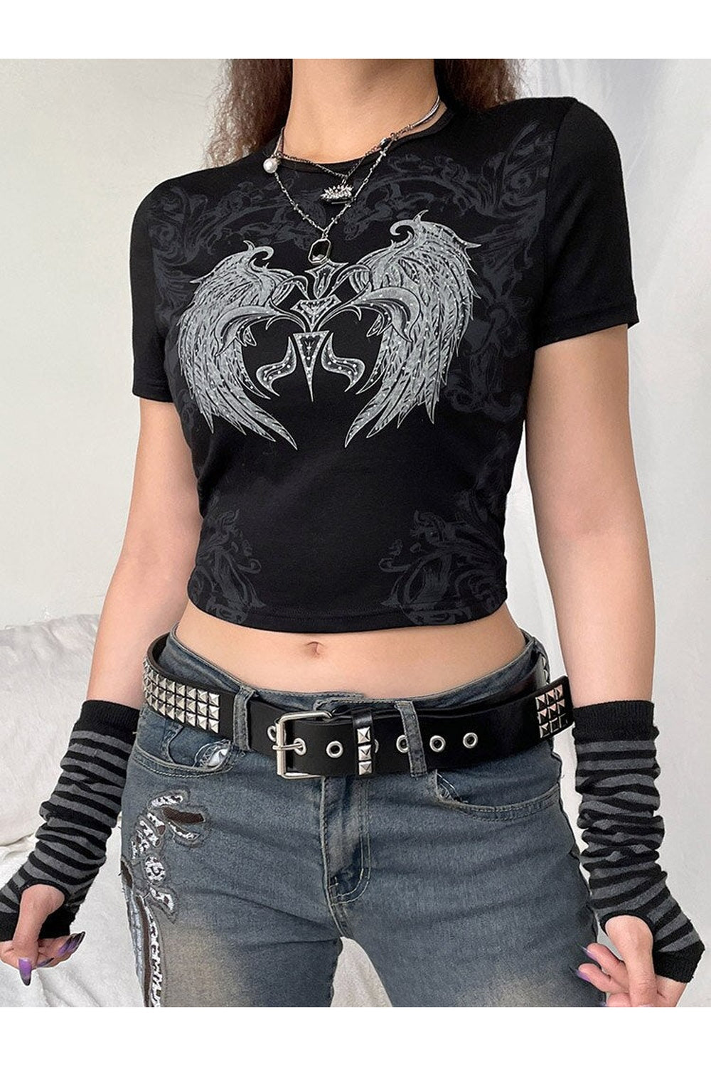 Fairy Grunge Graphic Print Short Sleeve T-shirt cottagecoreclothes