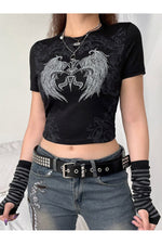 Fairy Grunge Graphic Print Short Sleeve T-shirt cottagecoreclothes