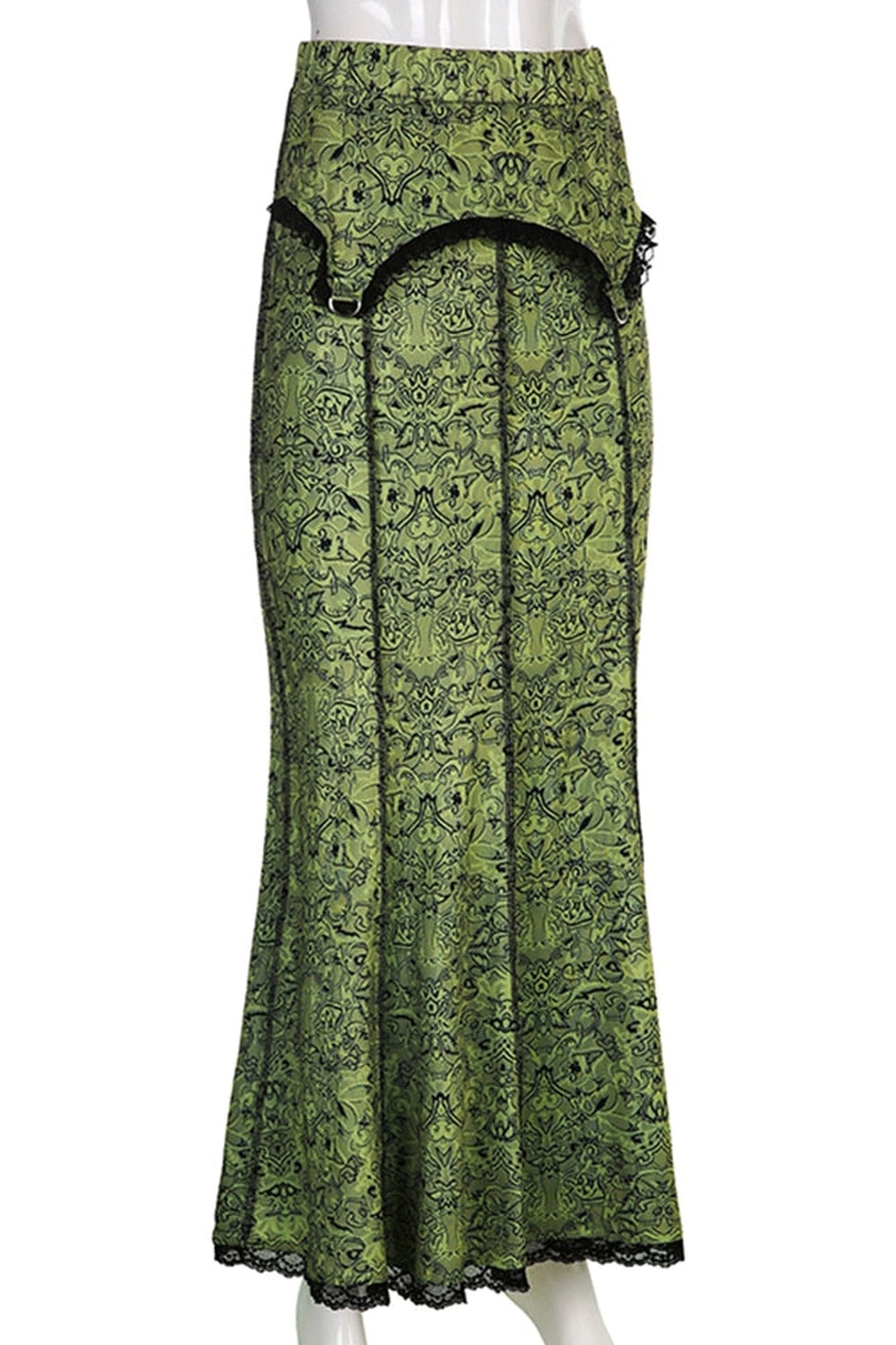 Green Goblincore Floral Skirt cottagecoreclothes