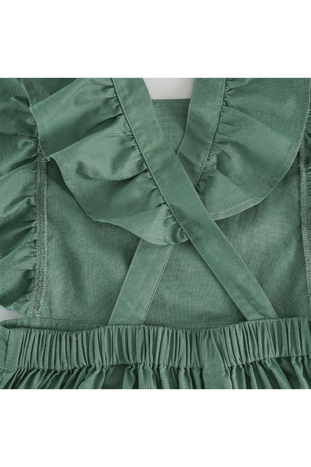 Retro Green Linen Dress cottagecoreclothes