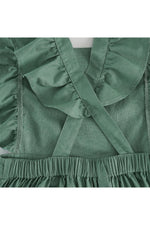 Retro Green Linen Dress cottagecoreclothes
