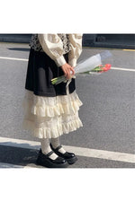 Sweet Long Skirt Apricot Lace cottagecoreclothes