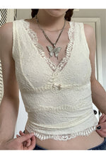 Fairycore V-neck Lace Crop Top cottagecoreclothes