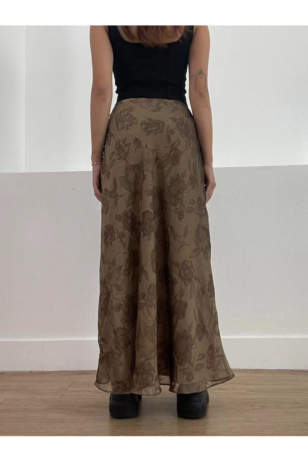 Fairycore Grunge Floral Print Maxi Skirts cottagecoreclothes