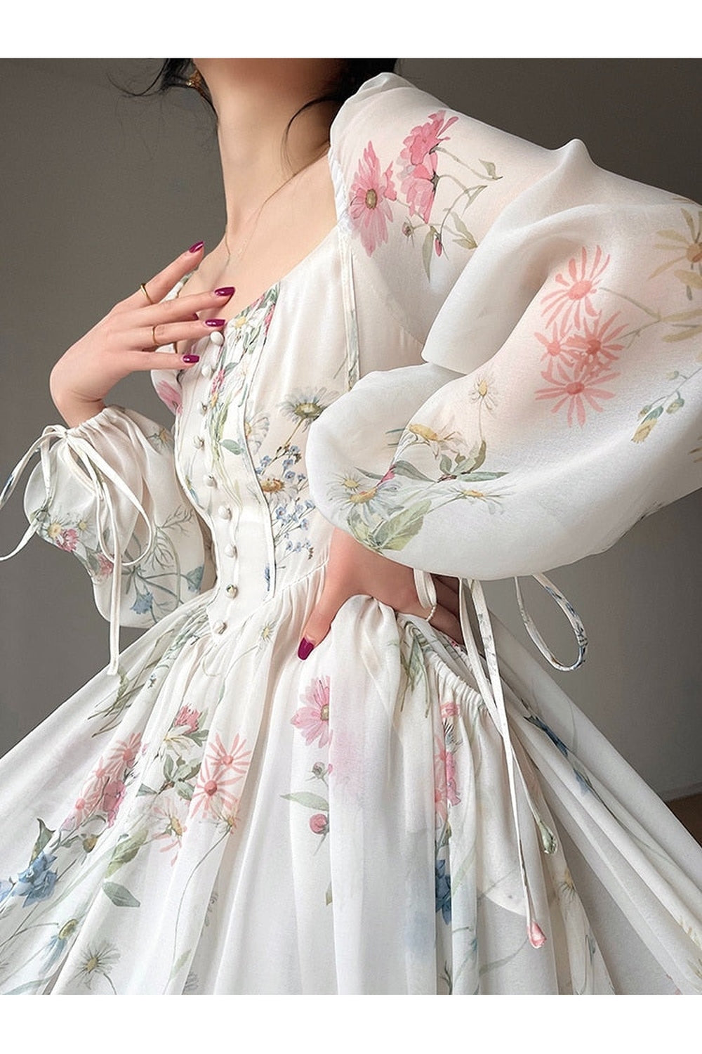 Elegant vintage dress with flowers cottagecoreclothes