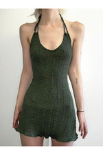 Fairy Grunge Green Folds Mini Dresses cottagecoreclothes