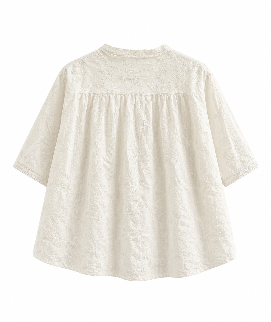 Mori Girl Pintuck Lace Embroidery Blouse