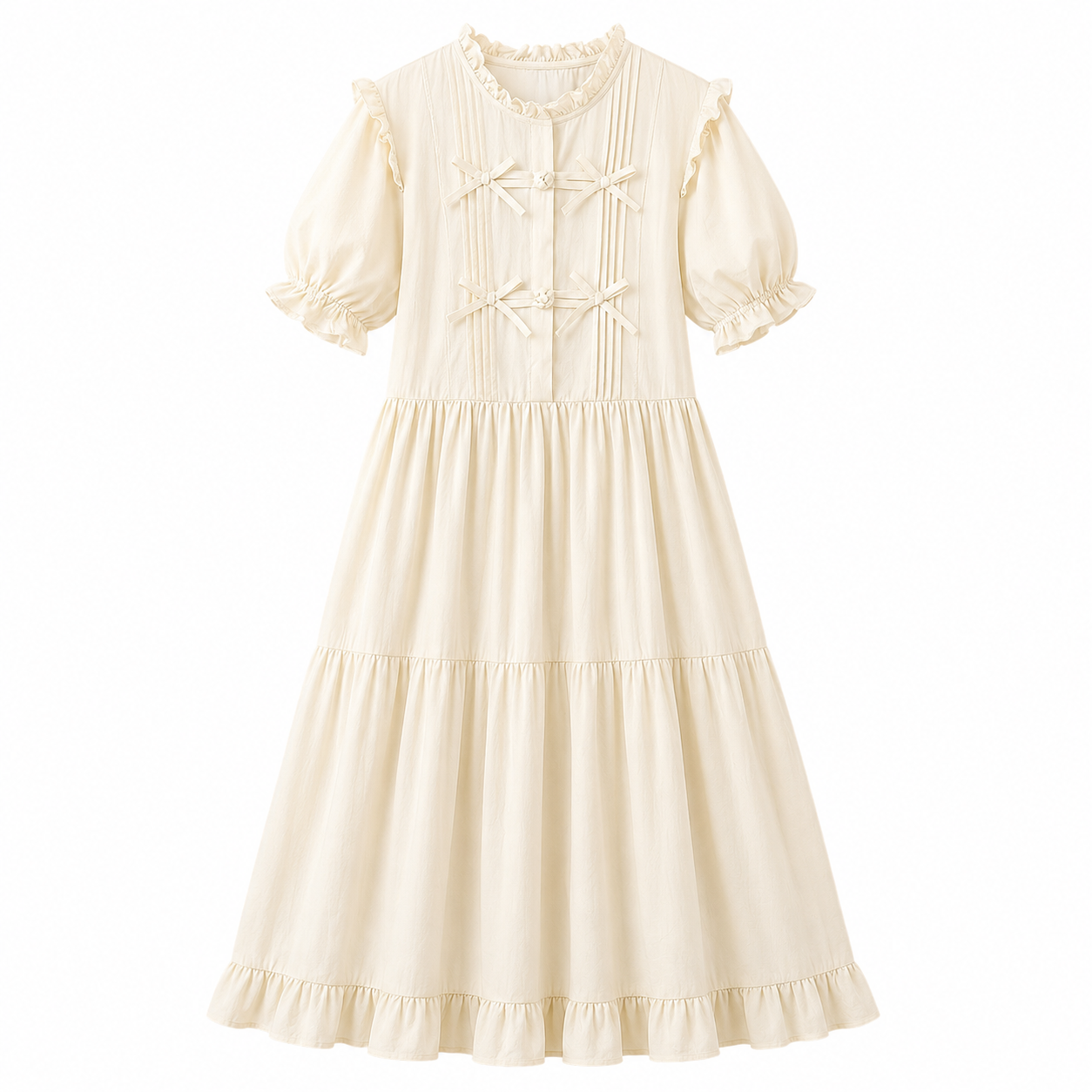 Dark Mori Bow Tie Tiered Midi Dress