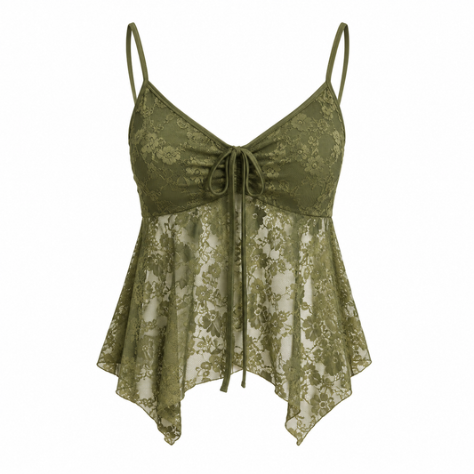 Fairycore Lace Tie Front Top
