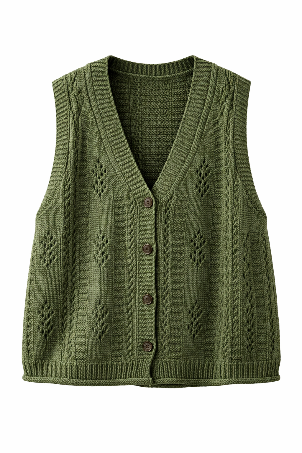 Goblincore Moss Leaf Pointelle Knit Vest