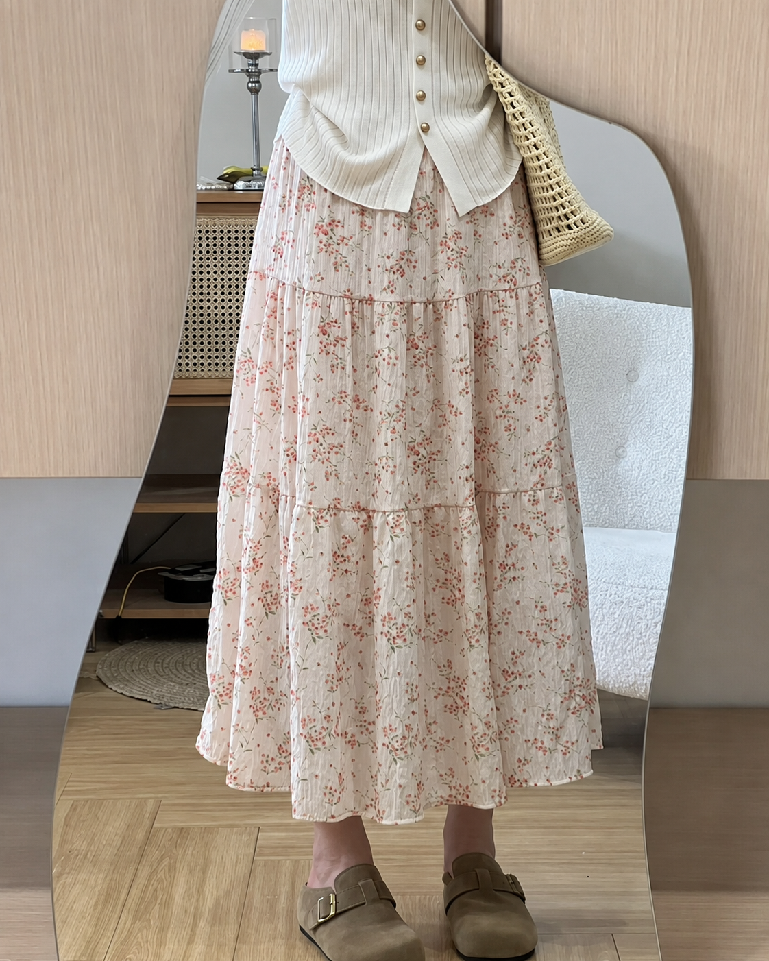 Prairie Scattered Blossom Tiered Maxi Skirt