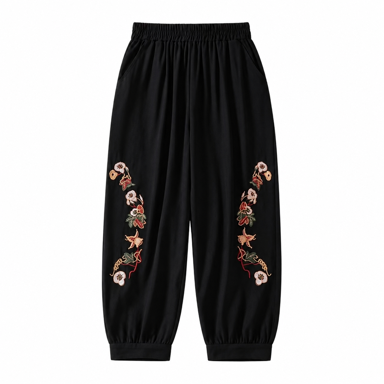 Mori Girl Botanical Embroidered Bloomer Pants