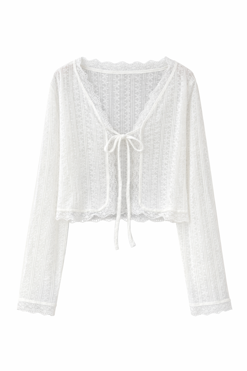 Fairycore Lace-Tied Bell Sleeve Cardigan