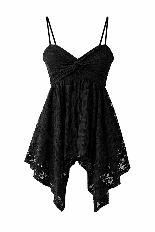 Top Lace Spaghetti Strap Twist Front