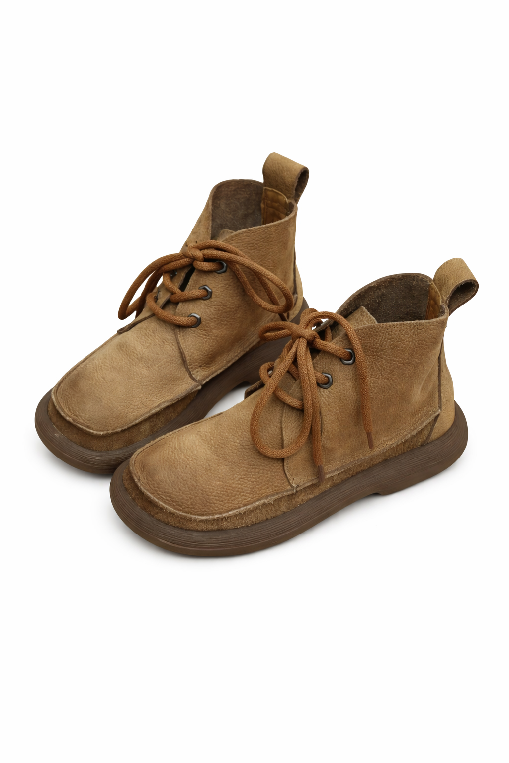 Goblincore Worn Earth Lace-Up Ankle Boot