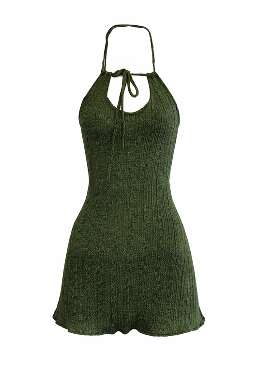 Fairy Grunge Green Folds Mini Dresses