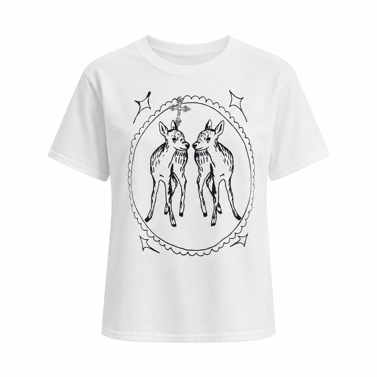 Whimsigoth Twin Fawns Graphic Shirt